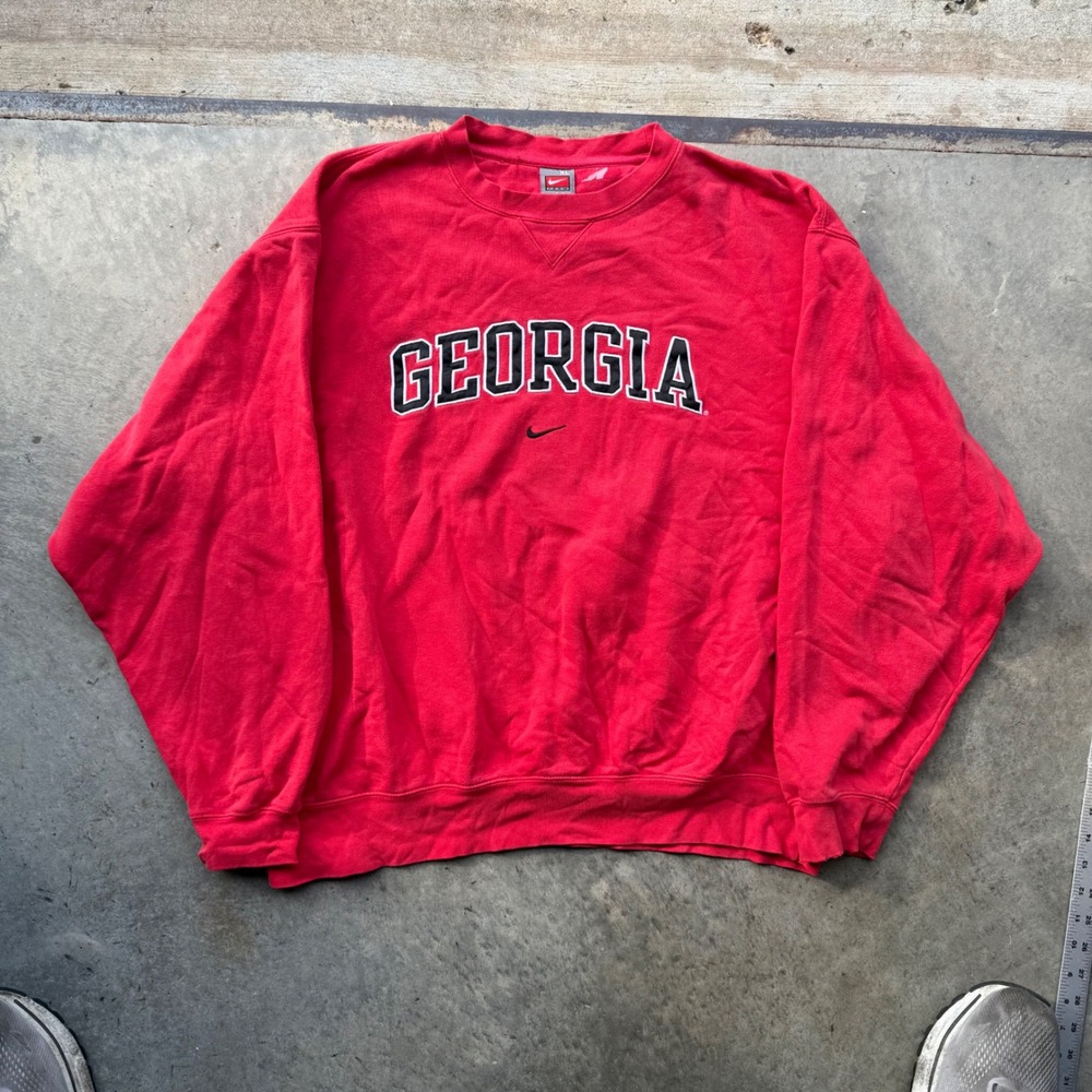 Vintage Nike Team Georgia Bulldogs Sweatshirt XL Red Spellout Crewneck Y2K